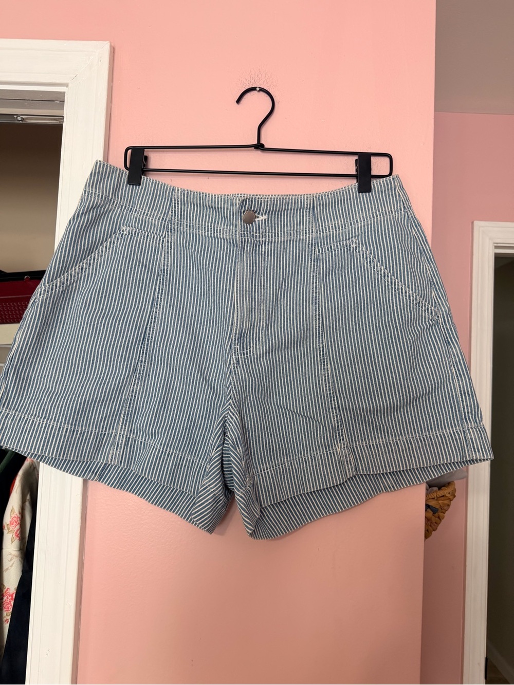 Sonoma Blue & White Pinstripe High-Waist Shorts